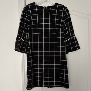 SHEIN Black Dress with White Checkered Design